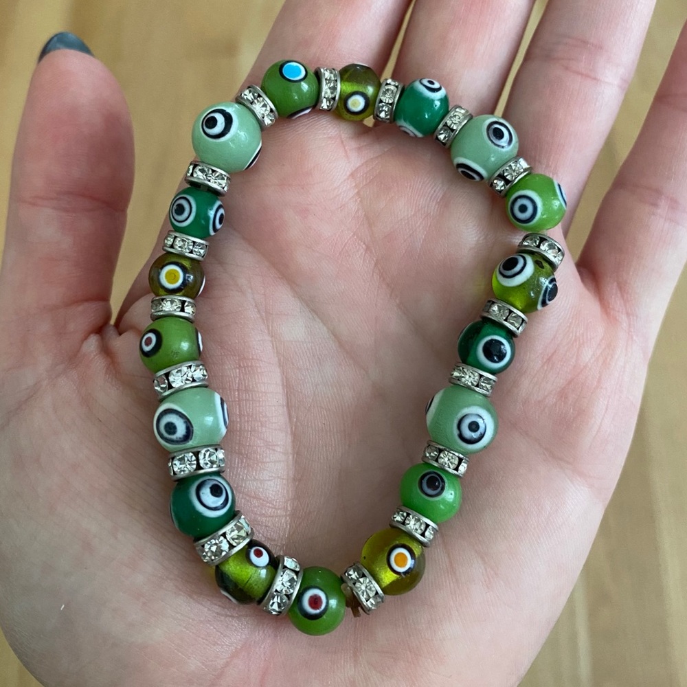 Green Evil Eye Swarovski Bracelet